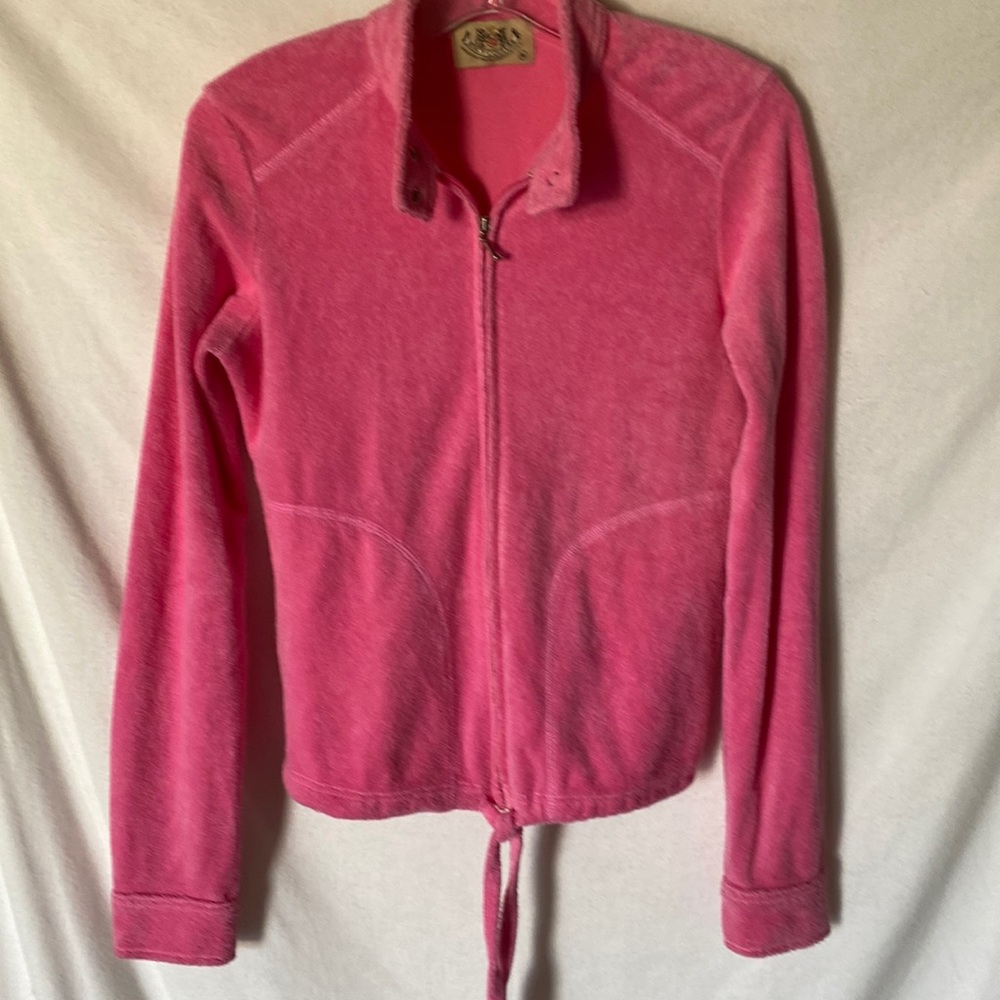 Juicy Couture Bright Pink Terry Jacket mock snap neck